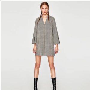 Zara Checkered zip sleeve dress